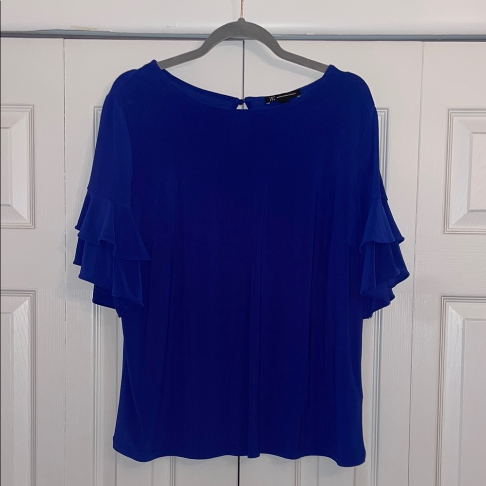 Blue Ruffled Sleeve Top